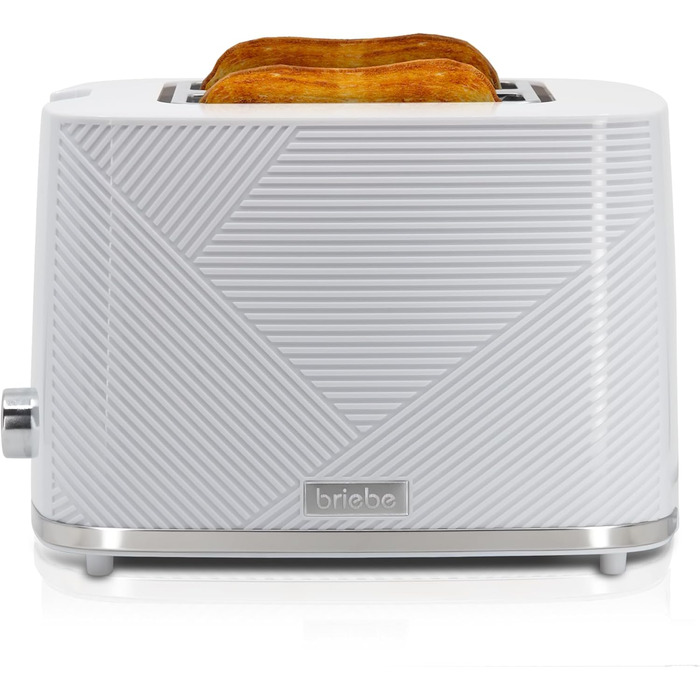 Набір для сніданку Briebe Elegance: тостер на 2 підсмажування, 7 рівнів підсмажування + чайник 1,7 л, 2200 Вт, BPA-free, сучасний дизайн (білий)