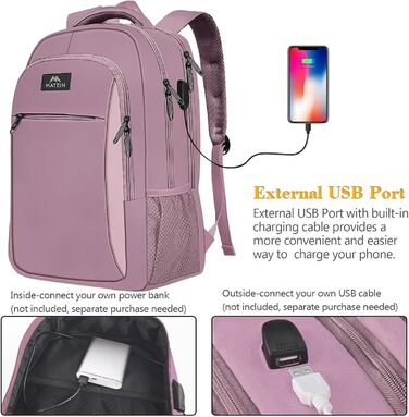 Рюкзак для ноутбука MATEIN, 17.3 дюйми, жіночий, з USB-портом, антикрадійний, для роботи, подорожей, навчання, подарунок, фіолетовий