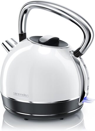 Arendo Retro Stainless Steel Kettle - 1.7L Electric Kettle with Replaceable Scale Filter - Cool Grey - Automatic Shutoff