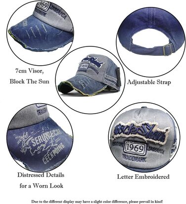 Кепка бейсболка Vintage Baumwolle з бавовни, випрасувана джинсова, ретро, з витертими краями, для чоловіків та жінок, регульованого розміру, стильна, спортивна, кепка-трекер, класична, hip hop