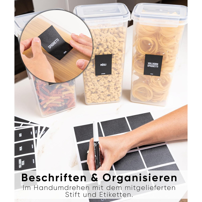 Набір контейнерів для зберігання Deco haus® 24 шт. з кришкою, герметичні - для кухні, продуктів, організації - для борошна, макаронів, мюслі