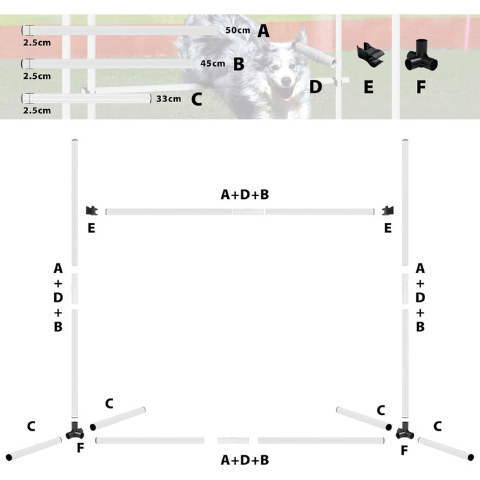 Набір для аджиліті для собак: перешкоди, стійки для слалому, обладнання для дресирування. Регульована висота, 104x70x101см, зелений