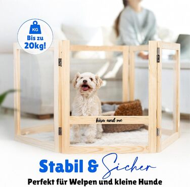 Кізовий вольєр для цуценят Emma Hundelaufstall: міцне дерево, акрилове скло, мобільний загін для собак, сучасний дизайн, 60 см у висоту