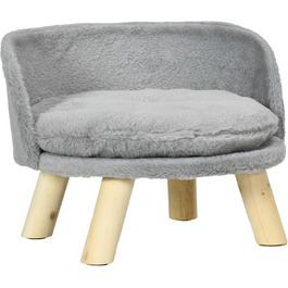 Диванчик для собак PawHut з подушкою, дерев'яними ніжками, знімним чохлом, сірого кольору, 40,5 x 40,5 x 33 см