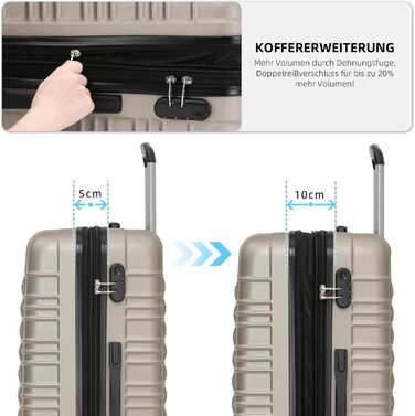 Набір валіз Beibye Hartschalen: велика, середня, маленька (кофе, шампань)