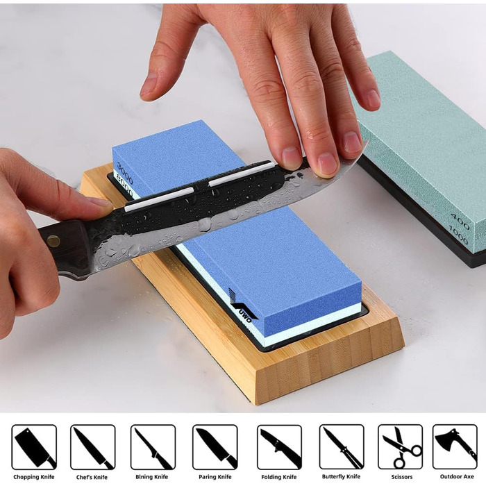 Набір для заточування ножів Vuwo 2-в-1: 400/1000 грінь. З антиковзким тримачем