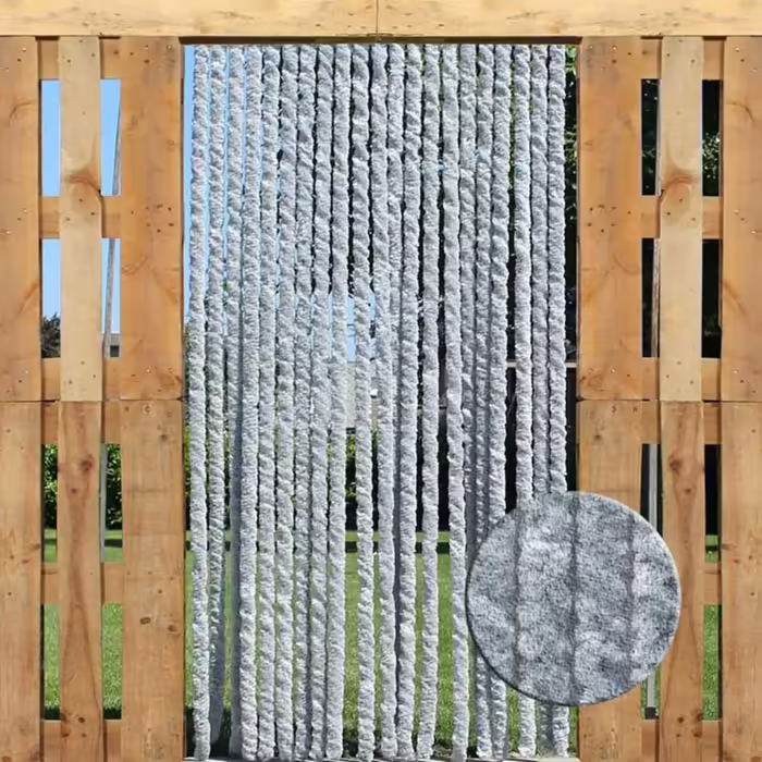 Thirty Cat Tail Curtains, Fluffy Curtain, Various Sizes, RV Door Curtain, Fringe Curtain Balcony Door 100 x 220 cm (H220 x W90 cm (Pack of 1), Grey)