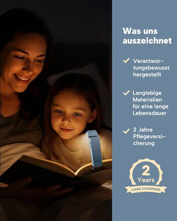 Ліхтарик для читання 86lux з кліпсою, акумуляторний, LED, з регульованою яскравістю та 3 режимами освітлення для книг, дітей, нічного читання