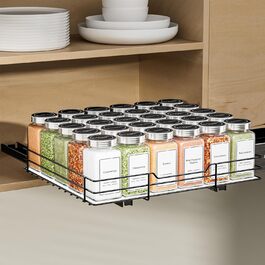 Висувна полиця для спецій у шафу, 2 яруси, регульована висота, чорний колір, органайзер для спецій, органайзер для кухні (32.2x27x6 см)