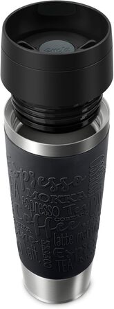 Термокружка Emsa N20220 Travel Mug Classic, 0.5 л, нержавіюча сталь, чорна, з кришкою Comfort-Verschluss, 6 год гаряча, 12 год холодна, 100% герметична, для подорожей