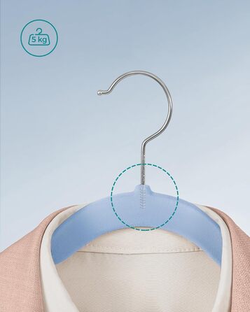 Набір вішалок для одягу SONGMICS, 50 шт., з неслизьким покриттям, для штанів та одягу, обертовий гачок, 43 см, світло-блакитний, CRF029Q05