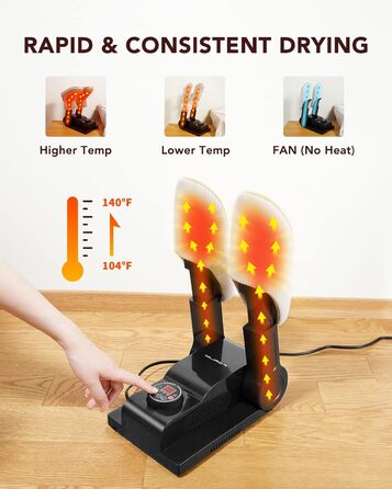 FORLIM Shoe Dryer Adjustable Temperature, with 24-Hour Delay Timer, Portable Glove Dryer and Boot Warmer, Automatic Shut-Off Timer, Foldable Design