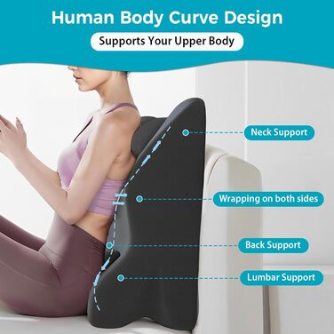 Лежак для ліжка та дивану, подушка-клинок, подушка для спини з ефектом пам'яті, ергономічна подушка для підтримки спини, шиї та ніг, для відпочинку, ігор, читання або перегляду телевізора