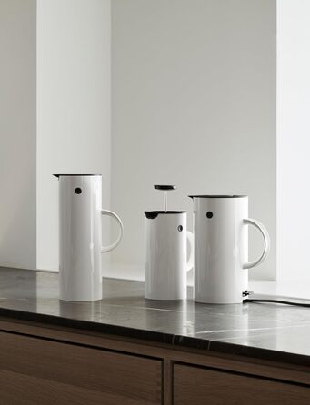 Термос Stelton EM77 - 1 літр, білий. Зберігає тепло та холод, з скляною вставкою, магнітний замок, для чаю та кави, вінтажний дизайн