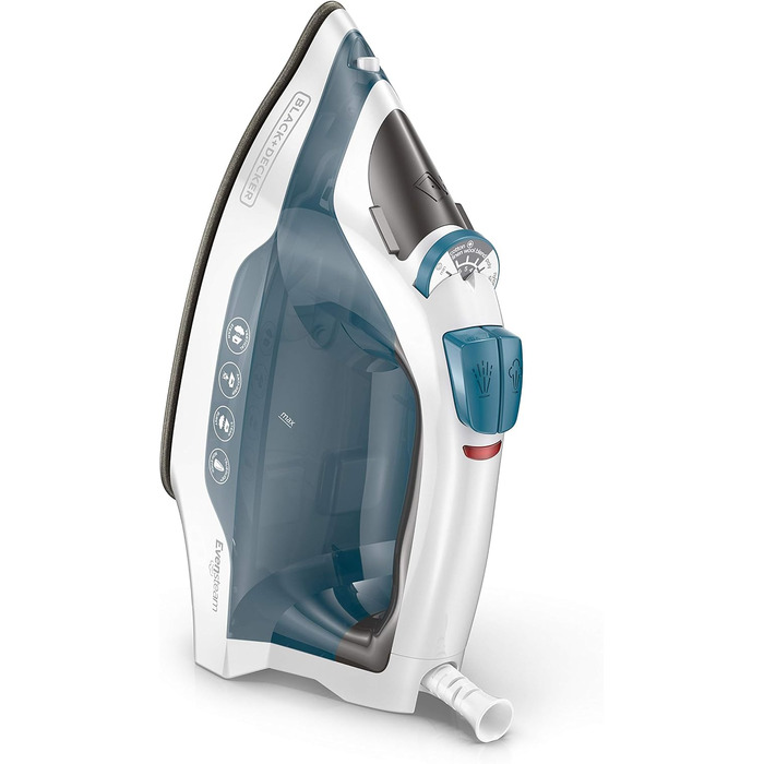 Праска з парою Black+Decker IR06VC: компактна, EvenSteam, антипригарна підошва, блакитно-біла
