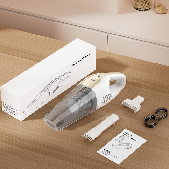 Акумуляторний пилосос EVARY 25KPa з HEPA-фільтром для авто, тварин, матраців, LED підсвічуванням, 30 хв роботи