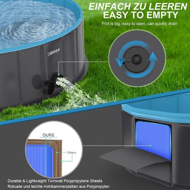 Dog Pool for Large Dogs, Foldable Swimming Pool Dog Splash Pool, Portable PVC Dog Pool Bathtub Dog Swimming Pool for Large Small Dogs, (Light Blue, L (120 x 30 cm))