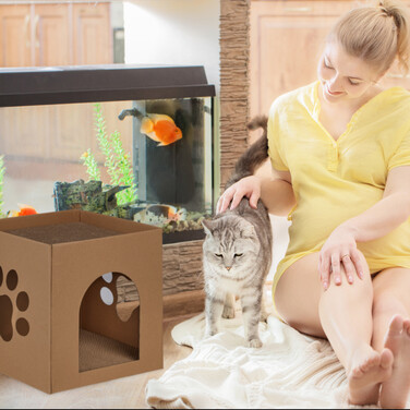 Будиночок для котів Relaxdays з картону та когтеточкою