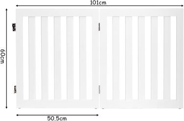 Захисний бар'єр для собак COSTWAY 60см, дерев'яне огорожа, дитяче ворота, розкладні, для сходи, білий (2 панелі)