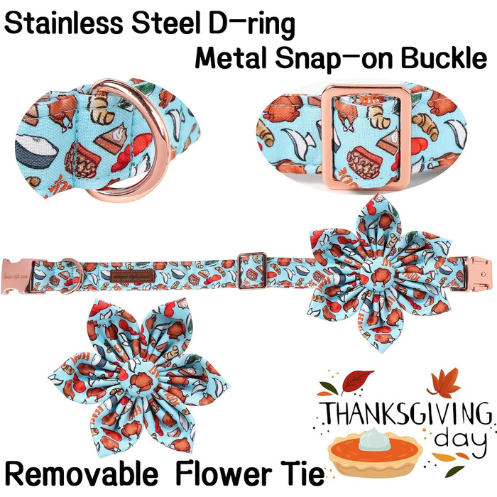 Елегантний собачий ошийник з метеликом Unique Style Paws, бавовна, для святкування, з металевою застібкою, розмір 34-56 см (M, F:TurkeyParty)