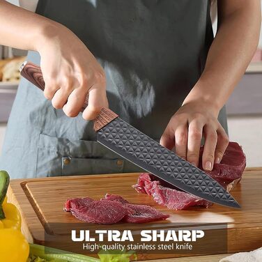 Набір кухонних ножів Justup: 6 предметів, хакі, нержавіюча сталь, професійний, з ергономічними ручками, для кухні