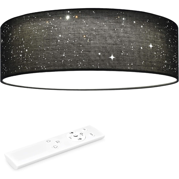 Navaris LED Ceiling Light 40cm - Dimmable, Color Temperature Change, Remote Control - 22W Dark Grey Starry Sky - Living Room Lamp, Bedroom Ceiling Lamp, Children's Room Lamp, Ceiling