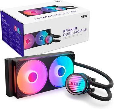 NZXT Kraken Core 240 RGB - Рідинне охолодження CPU AIO з LCD-дисплеєм, чорний