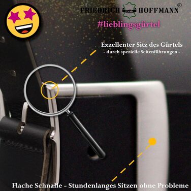 Жіночий шкіряний ремінь Friedrich Hoffmann чорний, ширина 4 см, Made in Germany - 100 см