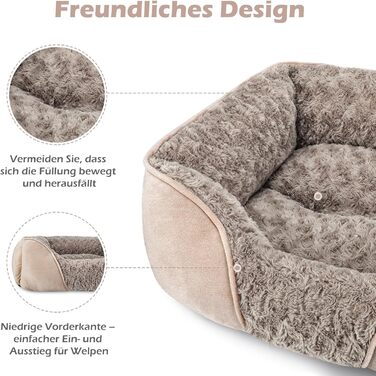 JOEJOY Dog Bed, Medium Dogs, Dog Basket Fluffy Washable, Non-Slip Anti-Anxiety Dog Beds, Dog Baskets for Medium and Large Dogs and Cats, 76x61x23cm (L 89 x W 63 x H 23 cm, Brown)