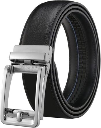 Чоловічий шкіряний ремінь на автоматичній застібці з металевою пряжкою, ширина 3.5 см, довжина 130 см (білий/чорний)