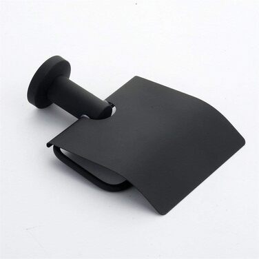 CASEWIND Toilet Paper Holder Black, Toilet Roll Holder with Lid, Antique Toilet Paper Holder with Drill Wall Mount Stainless Steel Matte for WC Nostalgia