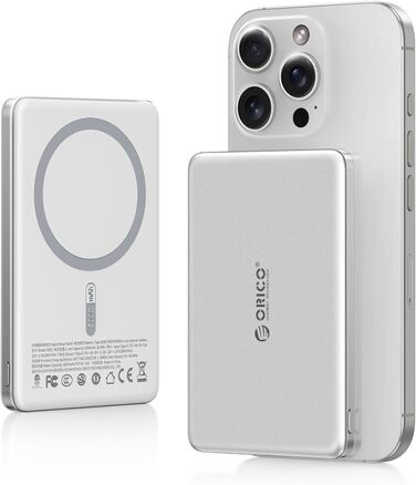 Power Bank Orico Kada Magsafe 5000mAh – Бездротовий павербанк з USB-C, Магнітне підключення, 20W PD, сумісний з iPhone 16/15/14/13/12
