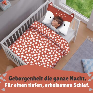 Дитяча постільна брова (2-х частинна) з 100% бавовни Oeko-Tex: ковдра 100x135 см та подушка 40x60 см з блискавкою. Дитяча постіль: дихаюча, терморегулююча, з принтом тварин (лисиця).