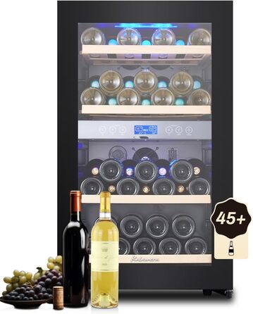 Kalamera 45 Bottle Dual Zone Wine Refrigerator - 120 Liter Capacity with LCD Display