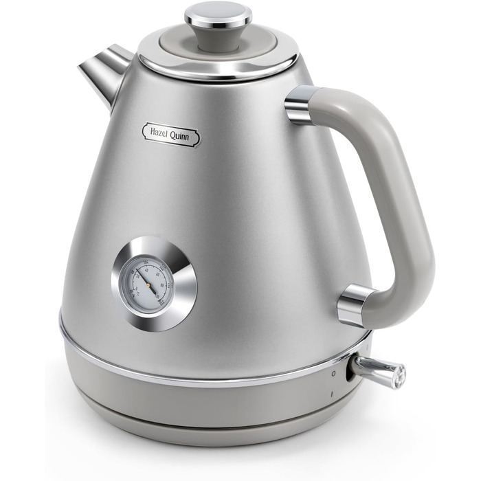 Hazel Quinn Kettle Retro Vintage Design Stainless Steel, BPA-Free, Automatic Shut-Off, Water Temperature Indicator, Strix Controller, Dry Boil Protection, 2200 W, Gold-Gray