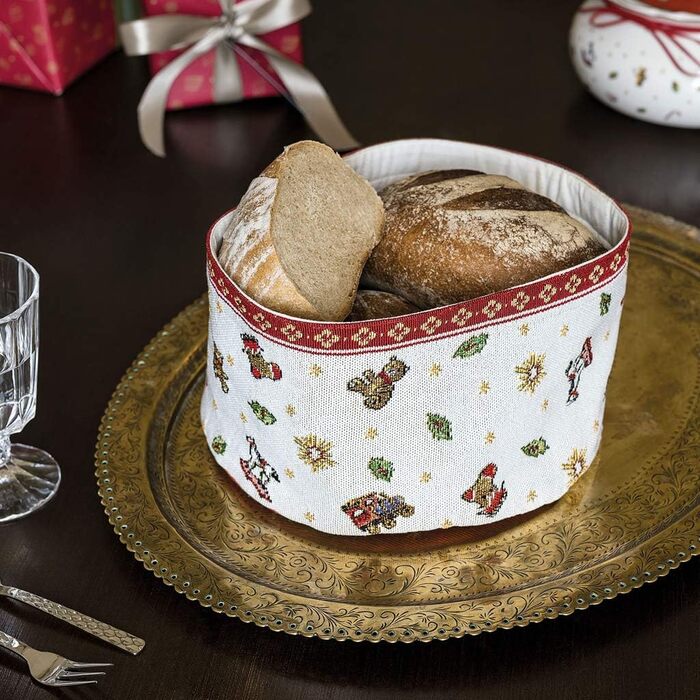 Кошик для хліба Villeroy & Boch Toy's Delight Gobelin, бавовна/поліестер, червоний/різнокольоровий, 15x23 см, можна прати в машинці