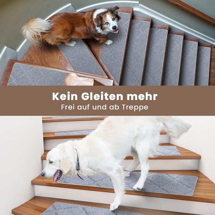 Килимок на сходи, 15 шт., самоклеючий, антиковзкий, для дому, можна різати, багаторазовий, захист від ковзання для дітей, домашніх тварин та літніх людей (55х19 см) (65х20 см, сірий)
