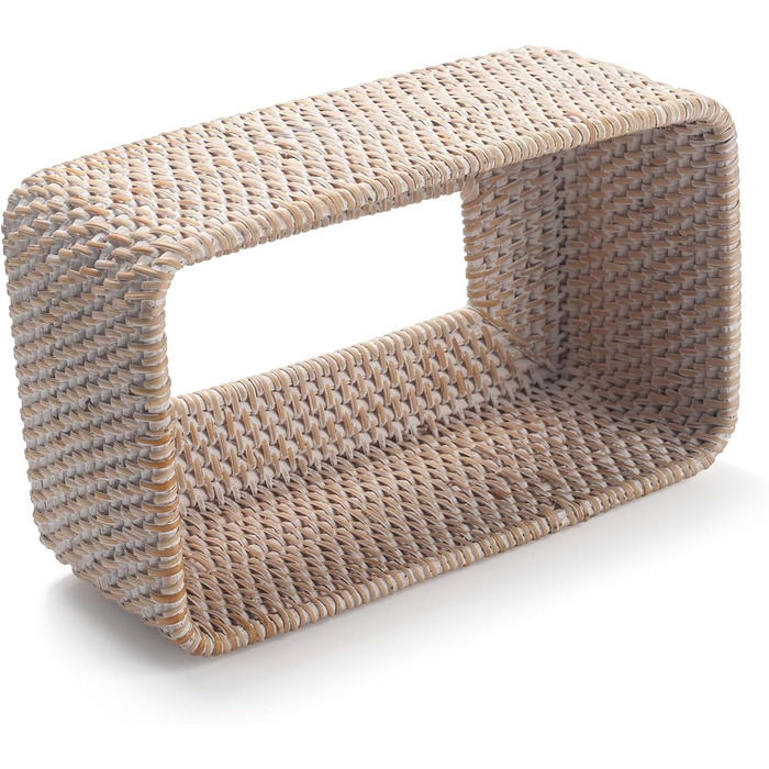 Склянка для серветок з ротангу, плетена коробка для серветок прямокутної форми, декоративна склянка для серветок для кухні, вітальні, ванної кімнати (біла)