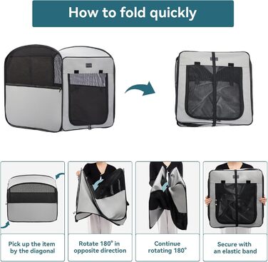 Клітка для собак Petsfit, складана, сіра, середнього розміру (68.5 x 39.5 x 56 см)