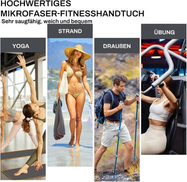 Рушник для фітнесу з кишенею, мікрофібра, 120x50 см, спортивний рушник для залу, подорожей, сірого кольору