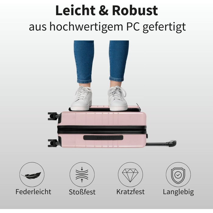 Валіза ETERNITIVE з полікарбонату та ABS: легка, з 360° колесами, TSA-замок, ручна, оливковий, рожевий, набір 3 шт (S+M+L)