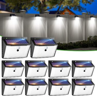 nipify Сонячна LED лампа з датчиком руху, тепле світло, 168LED, 6 шт, 3 режими, IP65, водонепроникна, для вулиці, стіни, саду