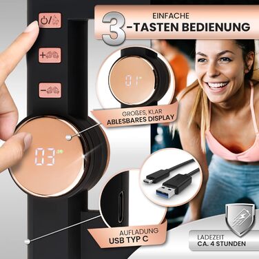 Масажер-пістолет GRUNDIG з глибоким підігрівом: акумуляторний масажер з 4 рівнями нагріву та 32 рівнями масажу для дому, офісу та подорожей. Масажна гармата для спини, шиї та плечей