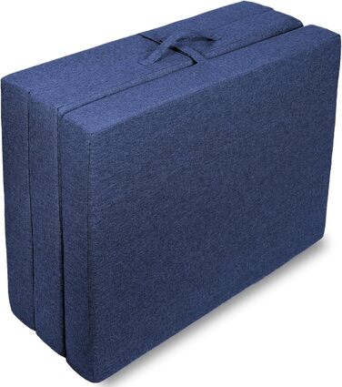 Складаний матрац Sunnypillow Premium 80x195x15 см, три секції, знімний чохол, товстий пінополіуретан, синій – гостьовий, дорожній, складаний матрац для дому та подорожей