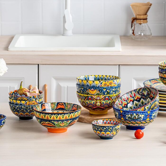 Набір супових тарілок Henten Home, 4 шт., 300 мл, порцеляна. Ідеально для супу, десерту, морозива. Стиль Богемія