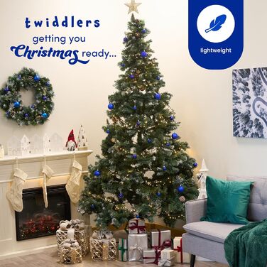 50 прикрас для ялинки Twiddlers – блакитні, різні розміри та покриття (6см, 4см, 3см)