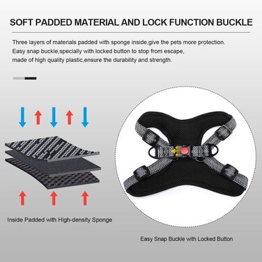 Нашийник для собак середніх та маленьких порід, цуценят, анти-тяга, безпечний, світловідбиваючий, м'який, регульований (Сірий)