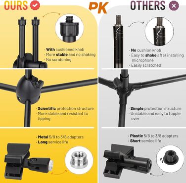 Підставка для мікрофона 2-в-1 з трьома кліпсами для кабелів, для вокалу, сцени, конференцій та презентацій, розширювана, CY0311 (з лебединою шиєю)