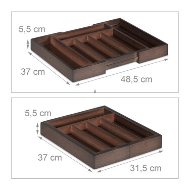 Relaxdays Dark Brown Cutlery Box Bamboo