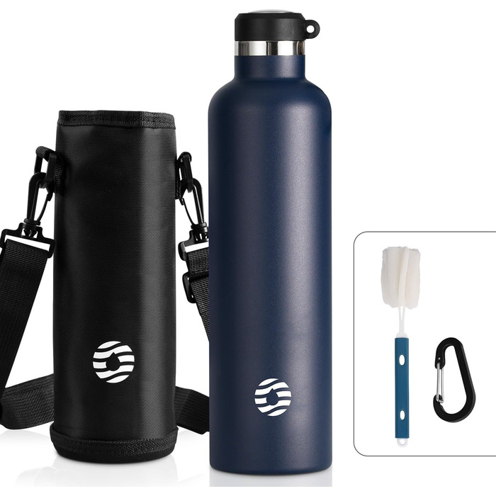 FEIJIAN FJbottle 316 Stainless Steel Vacuum-Insulated Water Bottle 750ml/1000ml with Carabiner, BPA-Free Bottles, Leak-Proof Sports Bottle for Sports, Work, and Travel